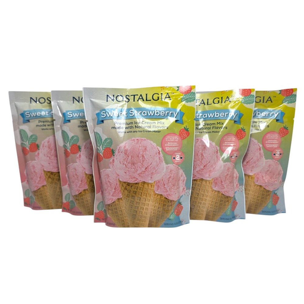 Nostalgia Sweet Strawberry Premium Ice Cream Mix Lot of 5 Bags 8oz Best By 12/26